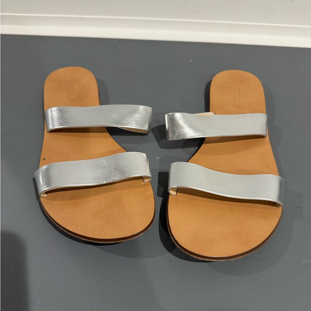 J.Crew Made in Italy Silver Leather Sandals Size 10